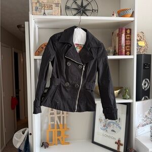 Black Rivet Women's Black Trench Coat
